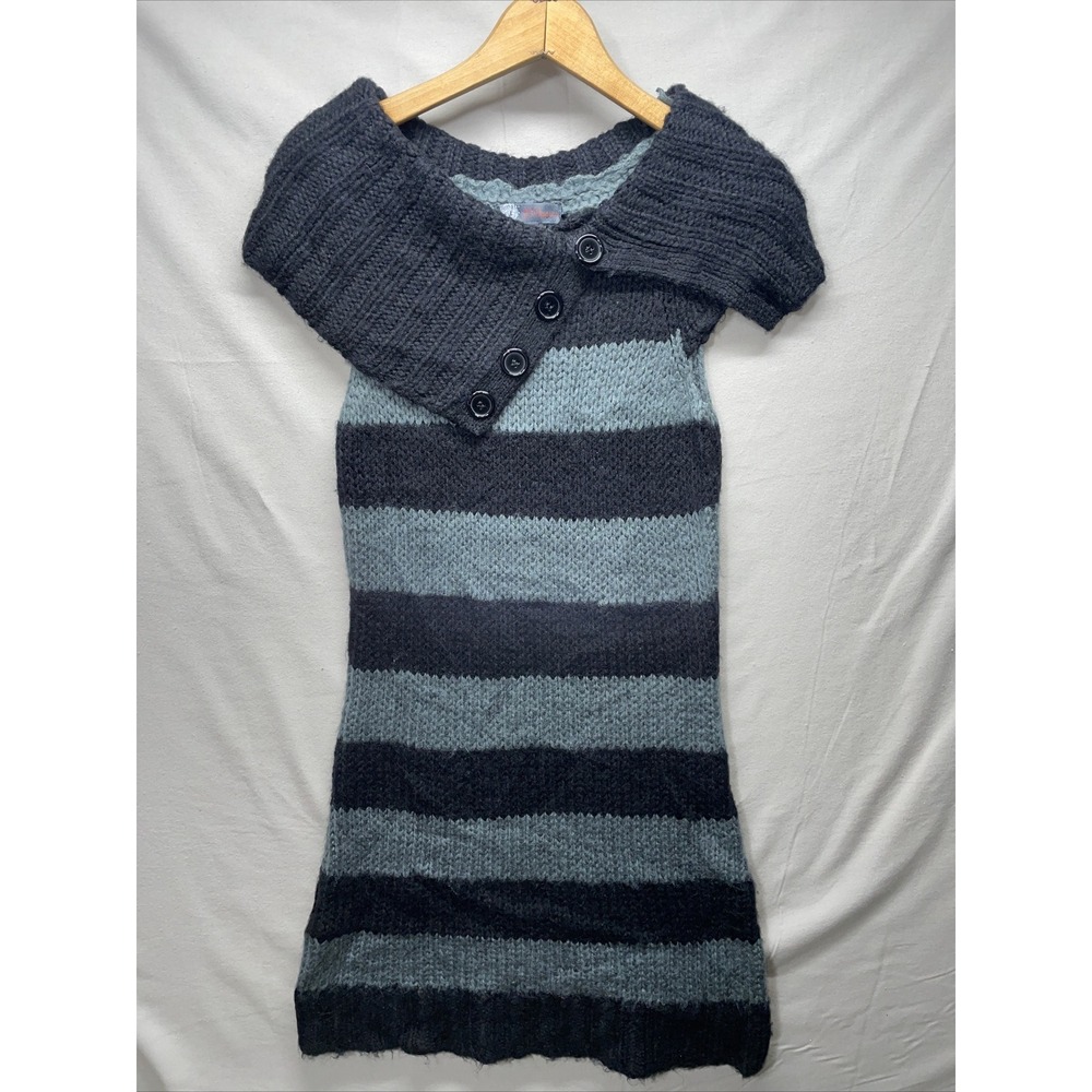 Women's Large J.J. Basics Sleeveless Long Sweater Dress - Black Gray